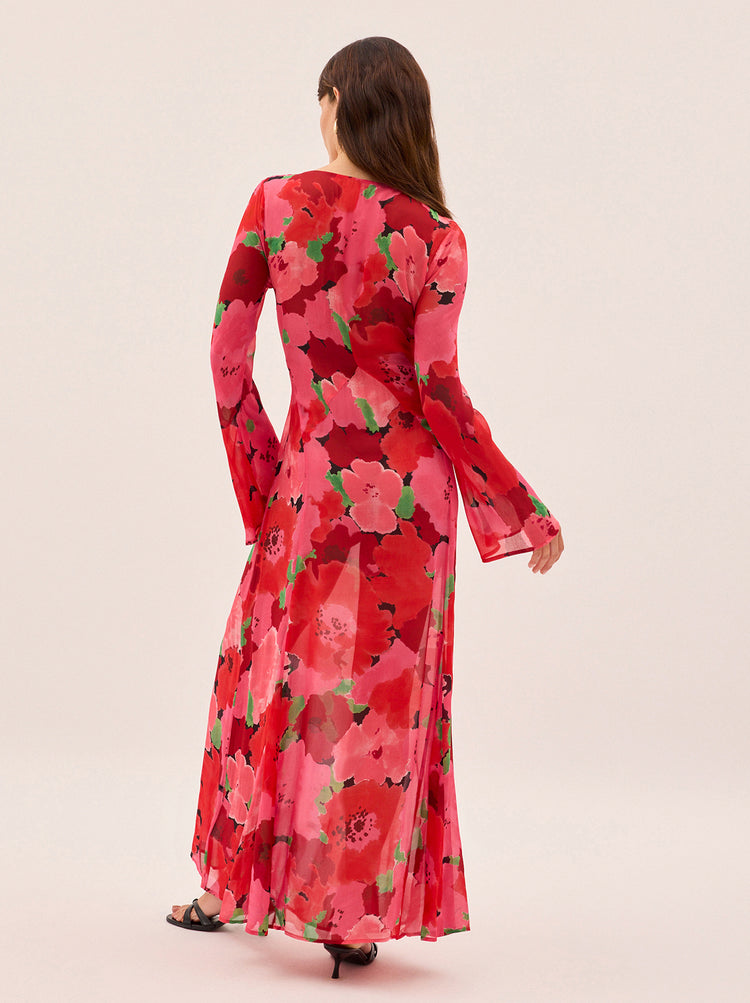 Alessia Pink Watercolour Floral Print Dress