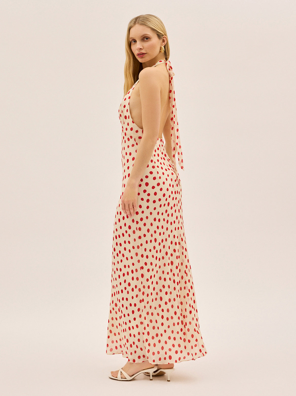Amalia Red Polka Dot Halterneck Dress