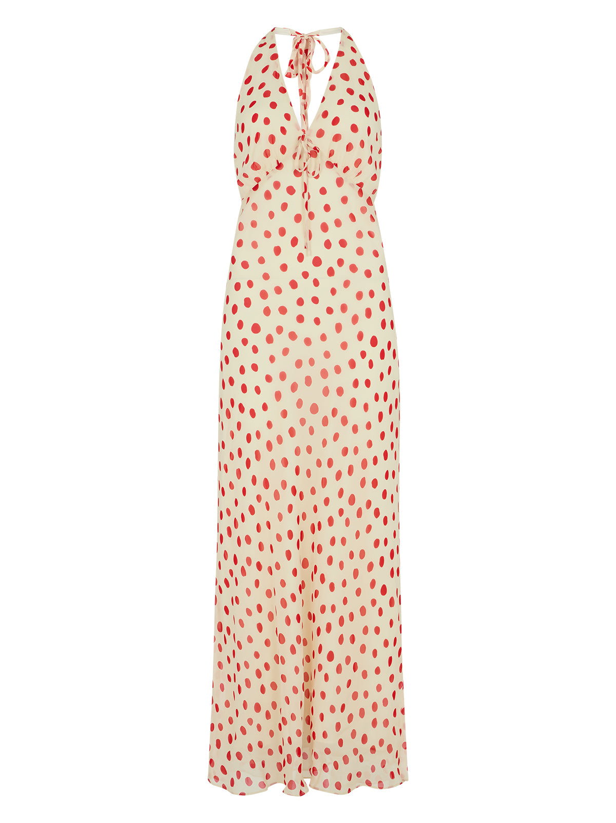 Amalia Red Polka Dot Halterneck Dress by Kitri Studio. Your new summer showstopper. 
Playful, feminine and cut to flatter, Amalia is the dress everyone will ask about. Halter neckline. Tie straps. Centre-back zip closure. 100% Viscose Georgette.
