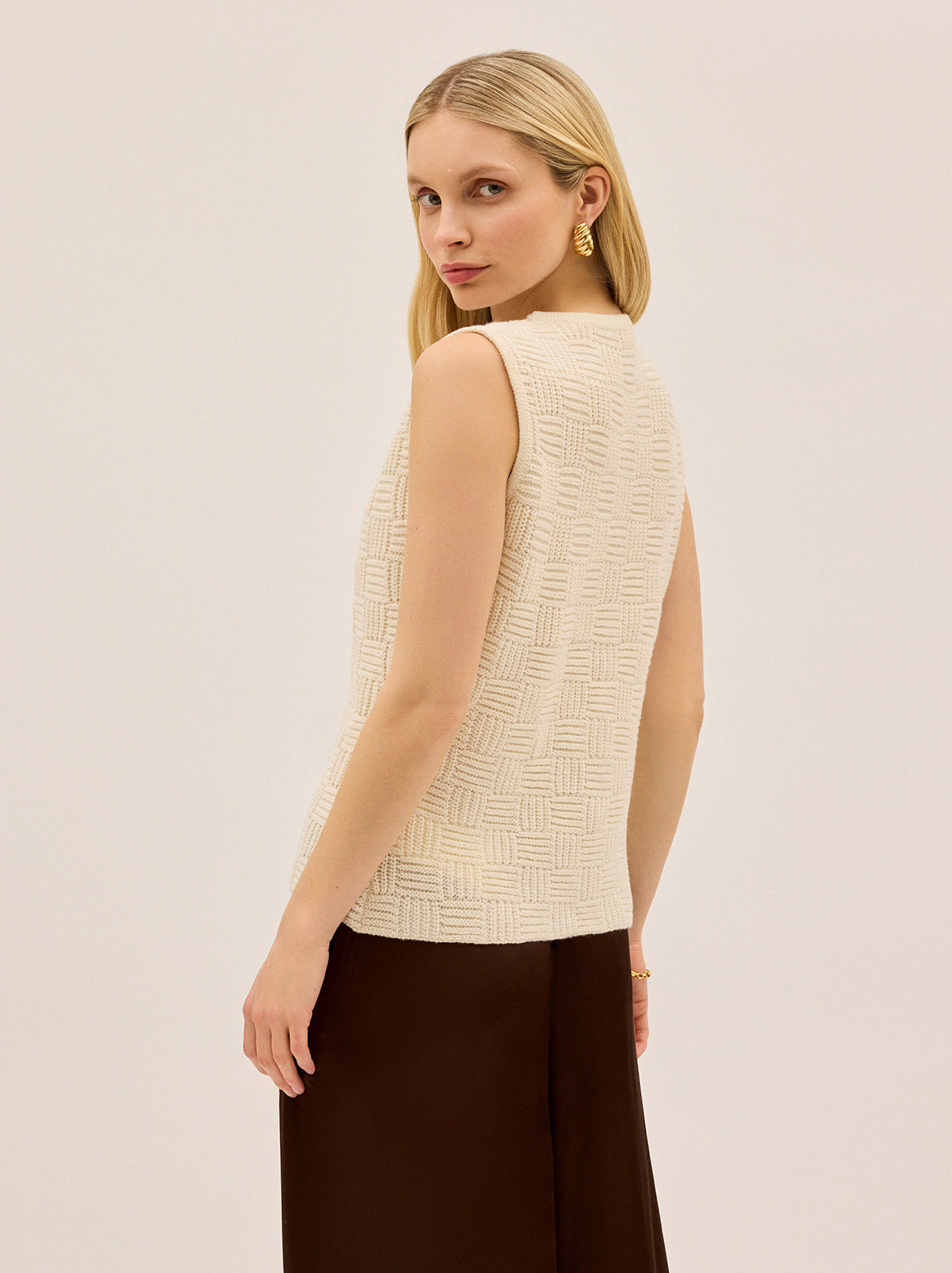 Casey Ivory Knit Vest | KITRI Studio