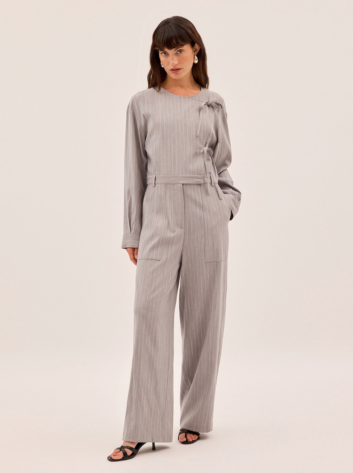 Esther Grey Pinstripe Jumpsuit