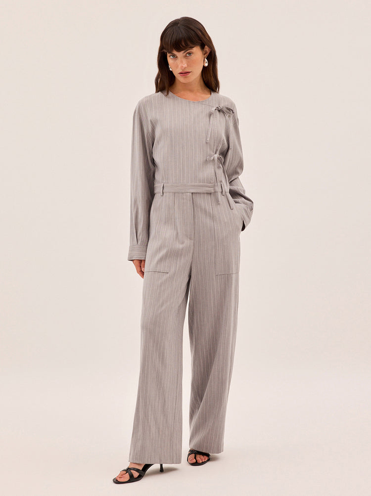 Esther Grey Pinstripe Jumpsuit
