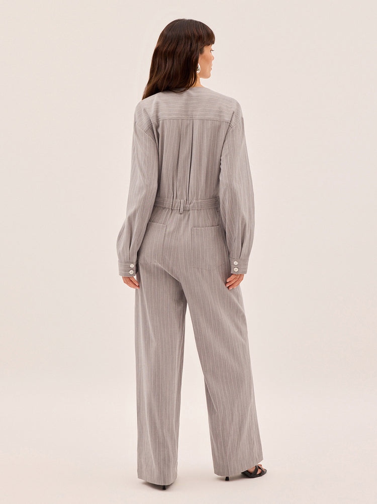 Esther Grey Pinstripe Jumpsuit