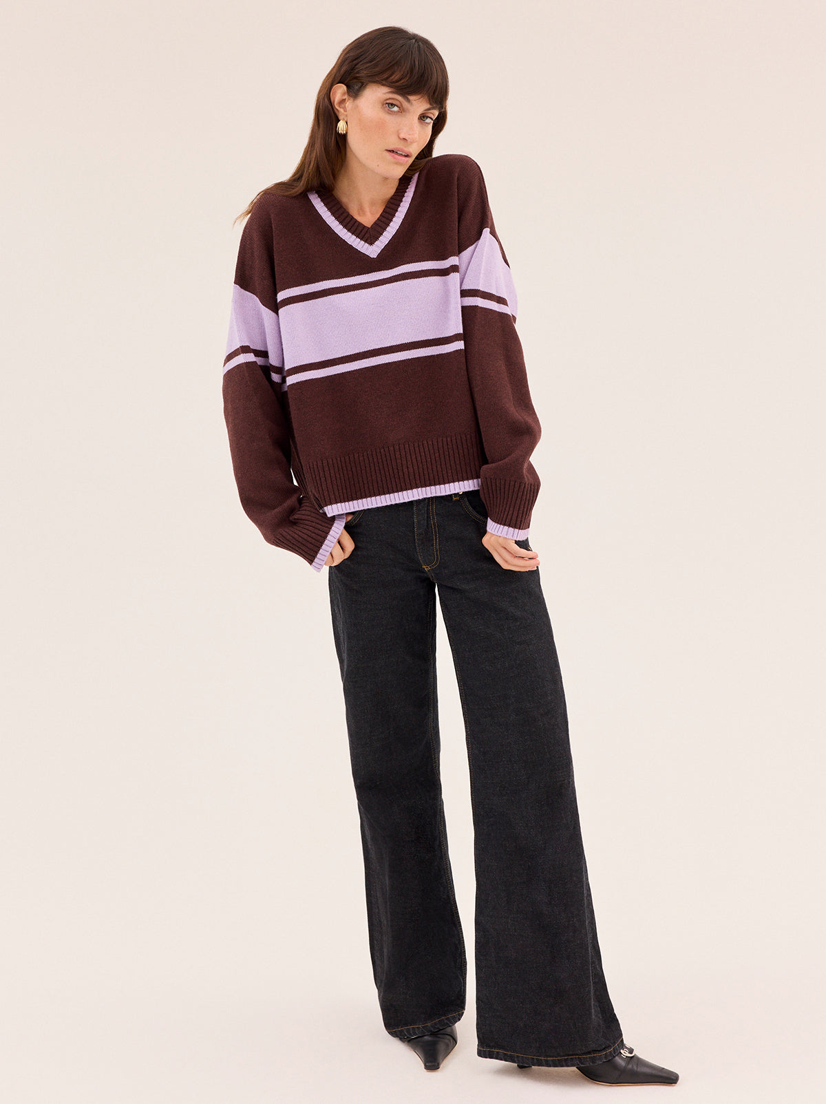 Everly V-Neck Striped Jumper