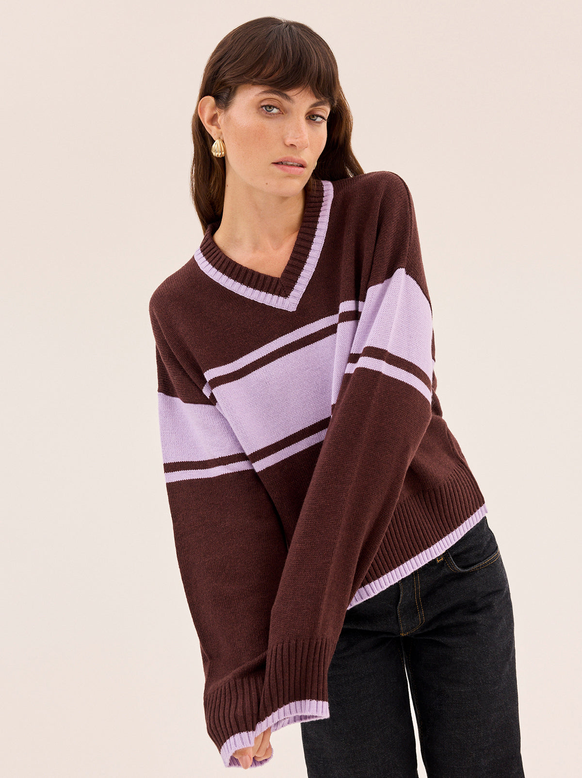 Everly V-Neck Striped Jumper
