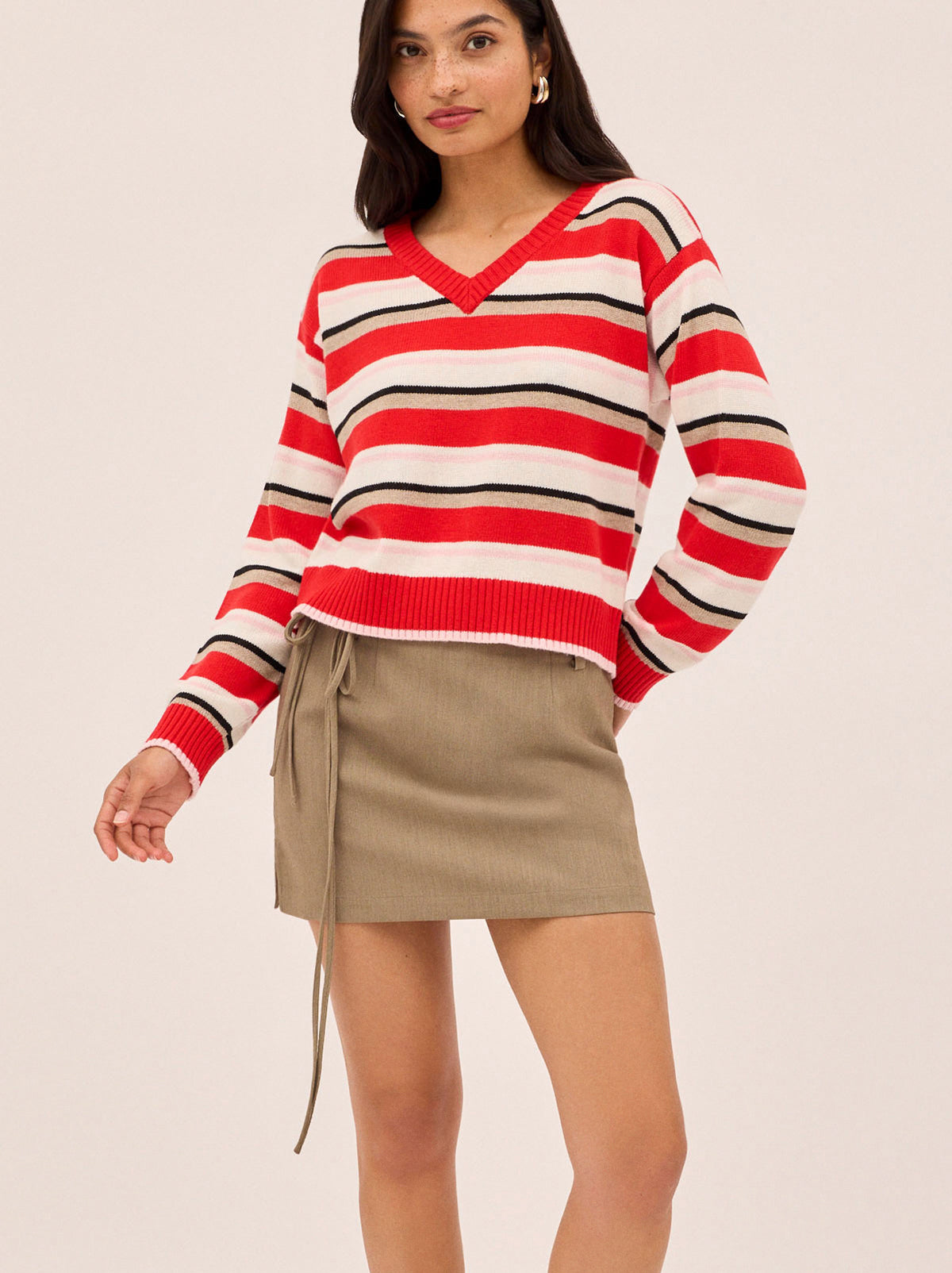 Francis Wool-Blend Striped V-neck Jumper