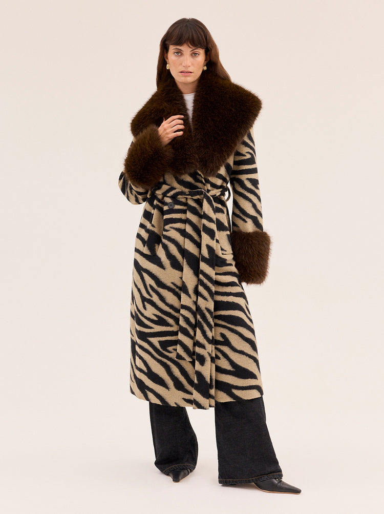 Lara Zebra Wool-Blend Coat