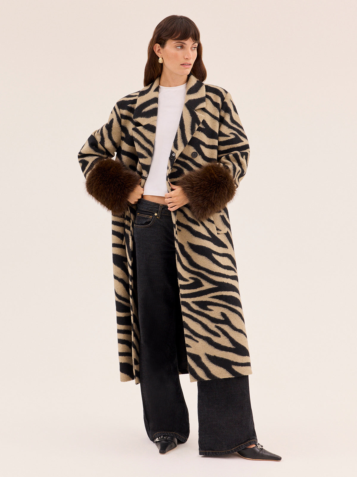 Lara Zebra Wool-Blend Coat