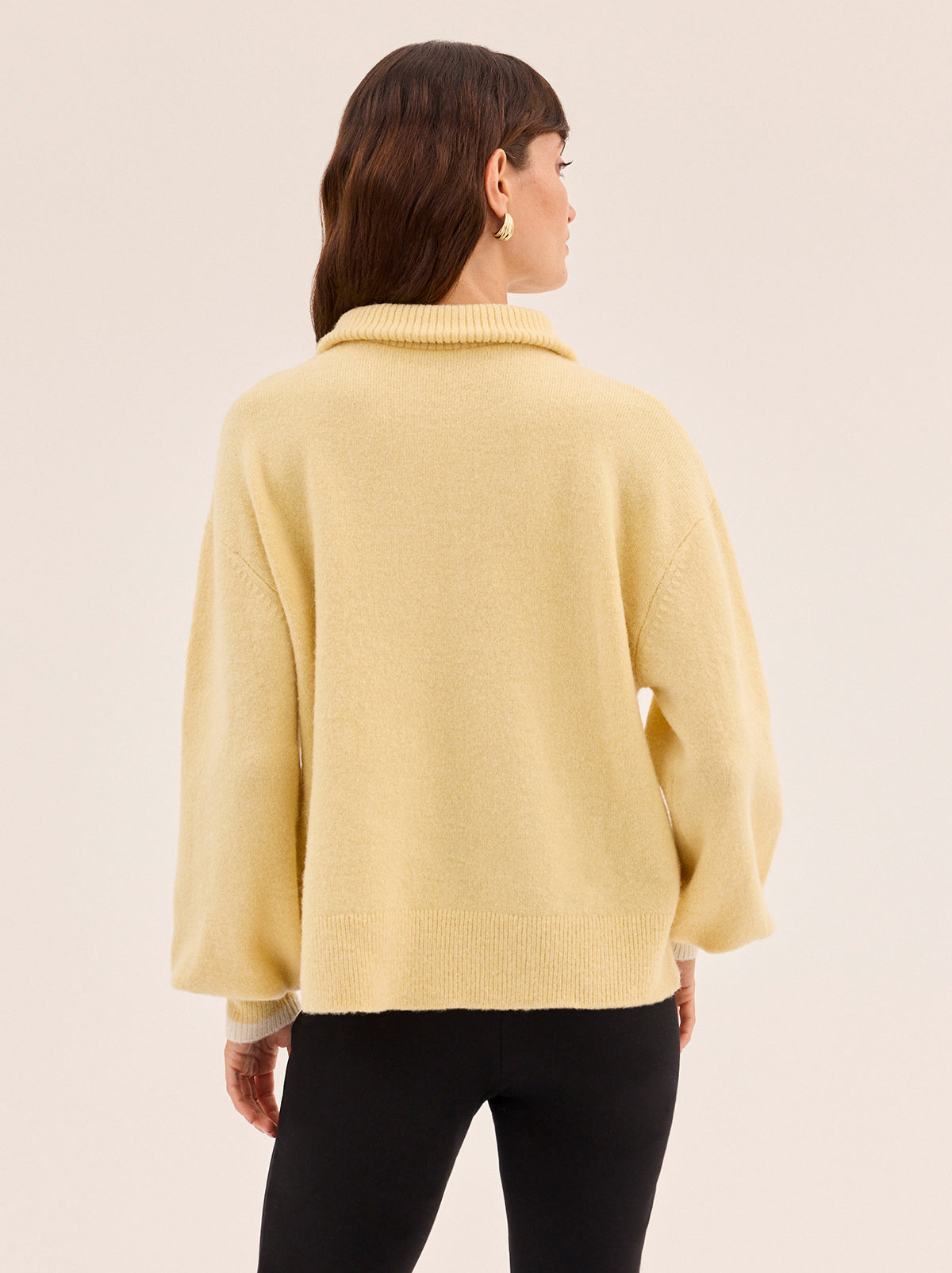 Lorna Alpaca Blend Yellow Zip Collar Sweater