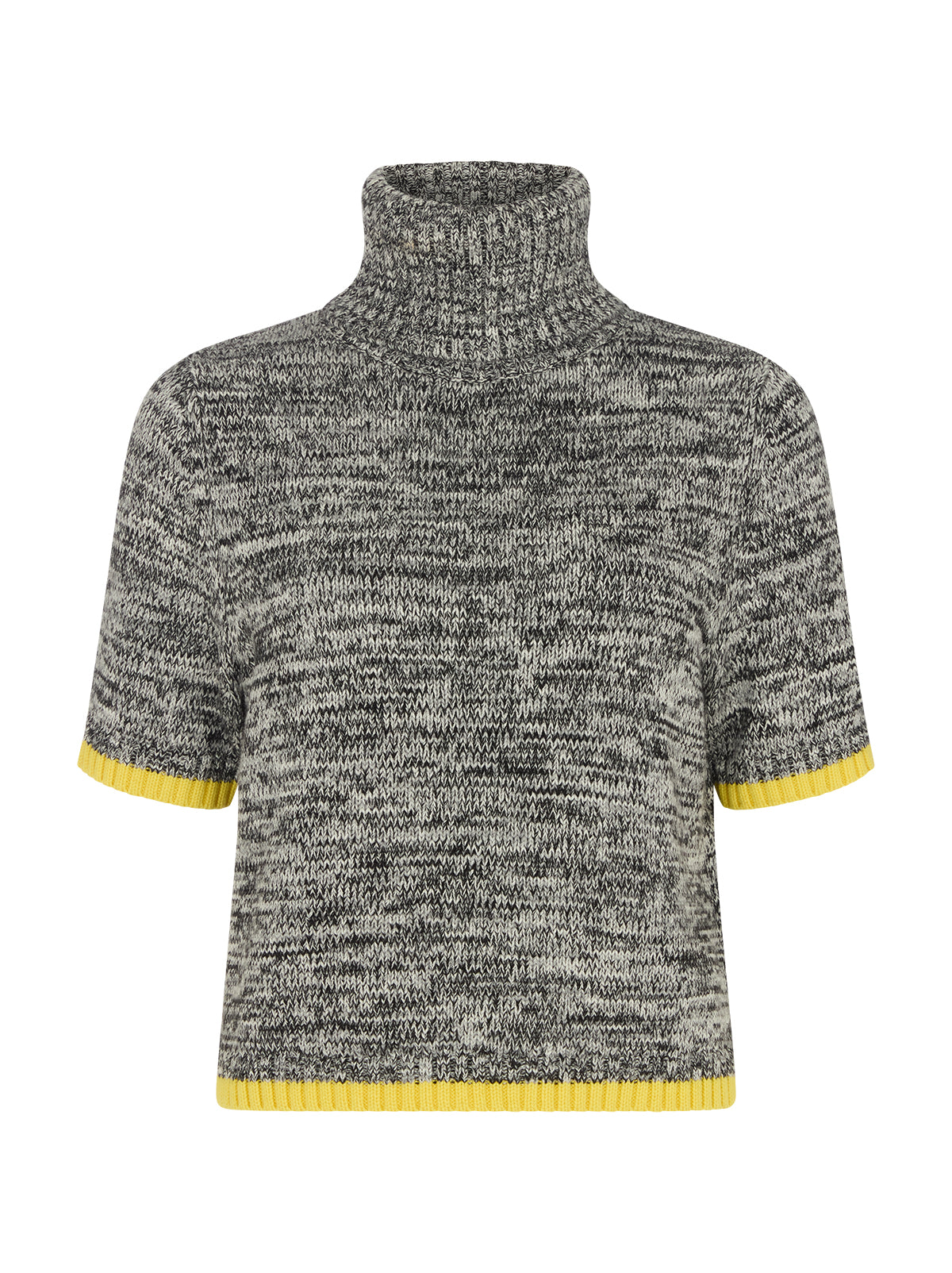 Rachel Cotton-Blend Rollneck Jumper by Kitri Studio. Soft cotton and wool space-dye knit gives this rollneck jumper a laid-back yet elevated feel.  Designed with short sleeves and a relaxed fit, it’s a versatile layering piece that nods to effortless 90s styling. Short sleeves. Ribbed cuffs. Relaxed Fit. 60% Cotton, 30% Nylon, 10% Wool.