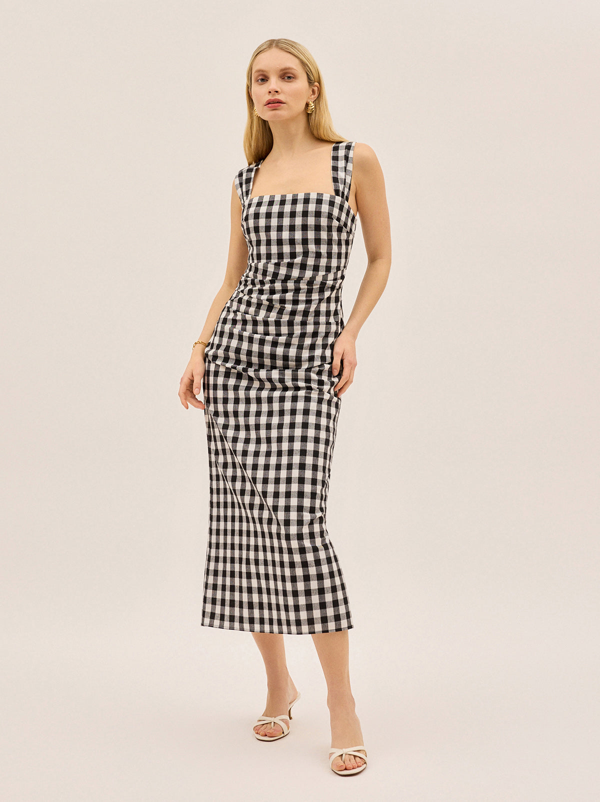 Rita Gingham Linen Blend Dress