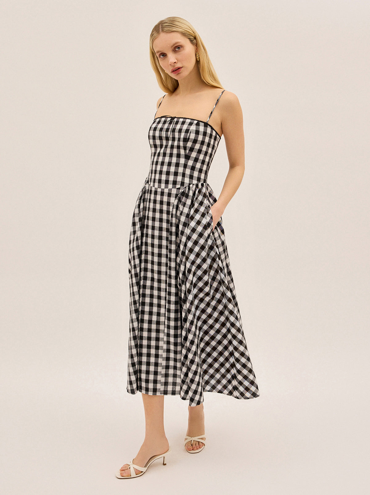 Sabrina Gingham Linen Blend Dress
