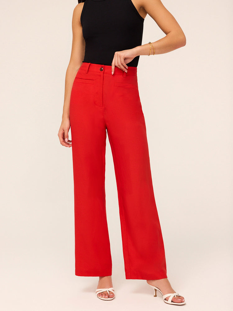Ada Red Straight Leg Trousers By KITRI Studio