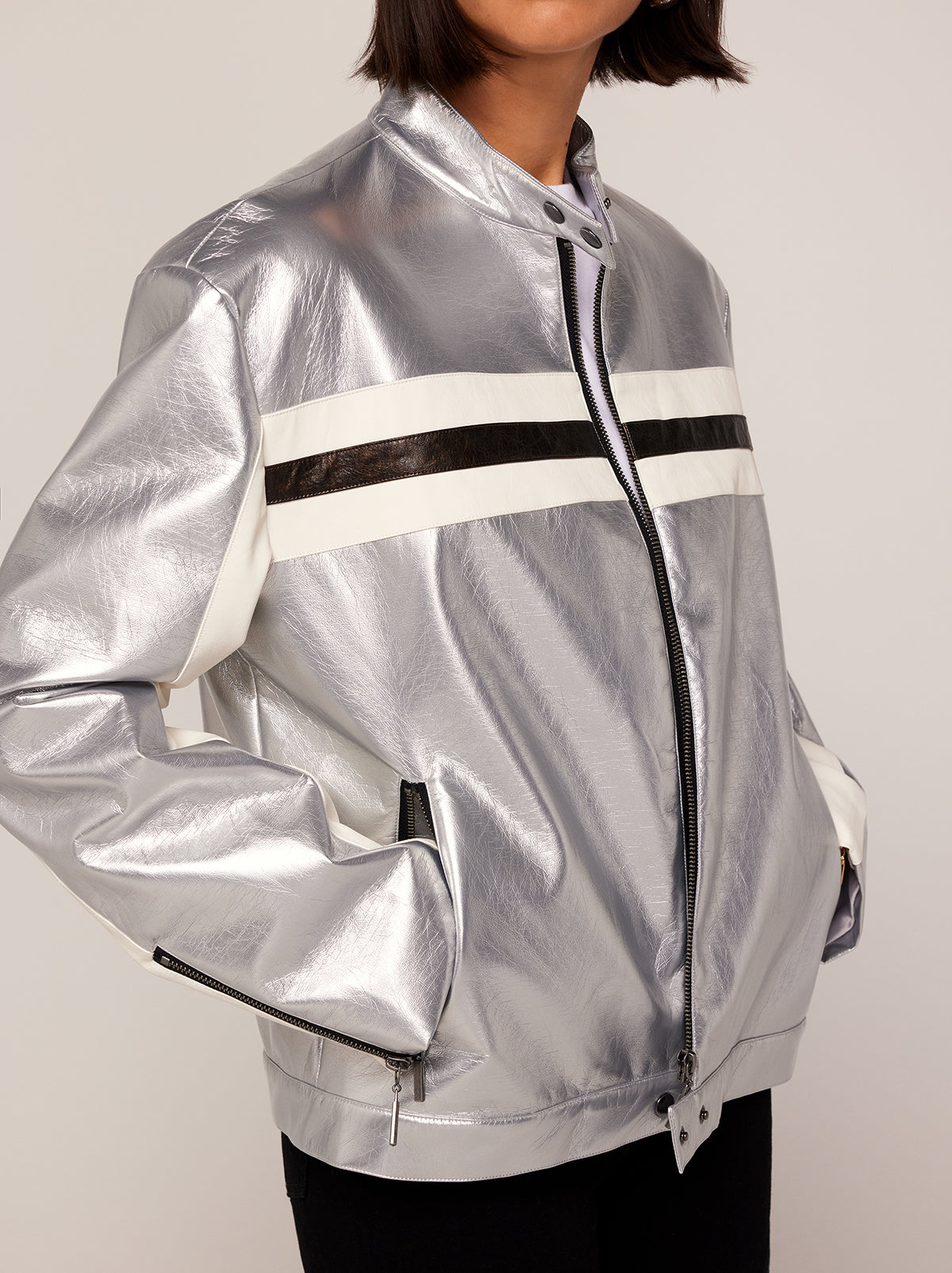 Silver on sale silk jacket