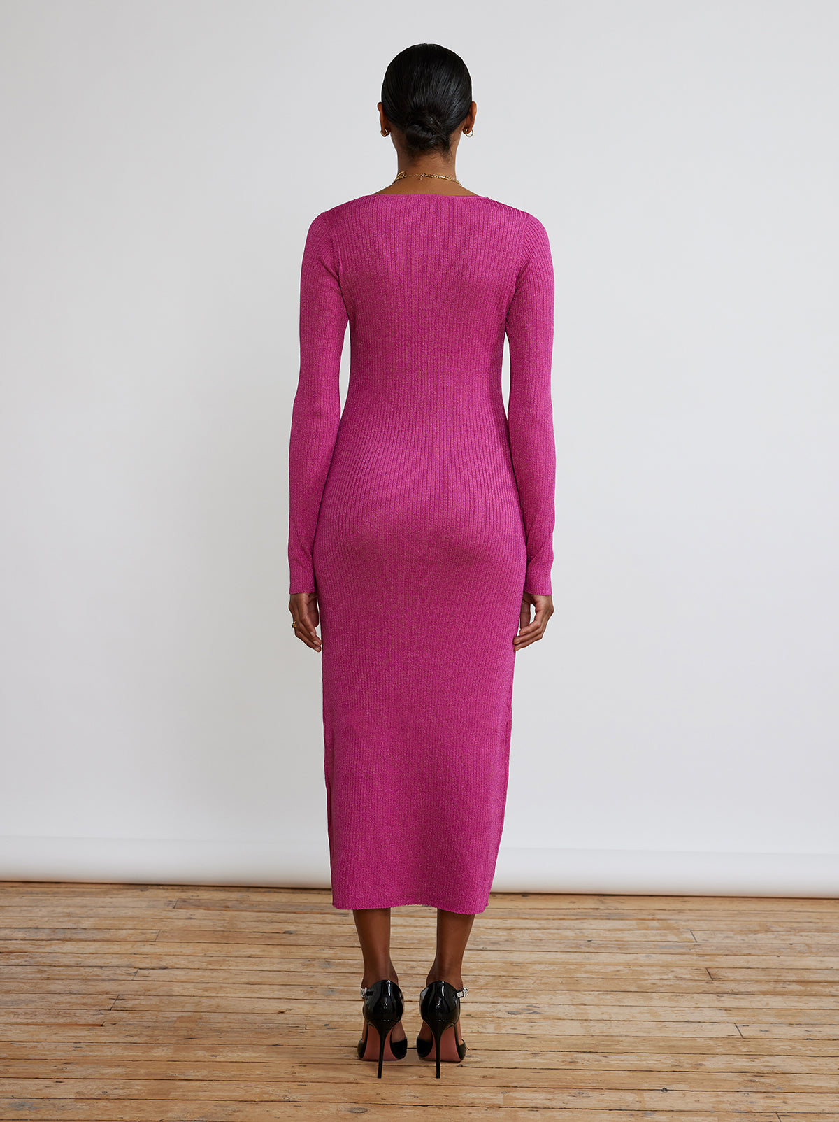 Agnes Pink Lurex Knit Dress by KITRI Studio