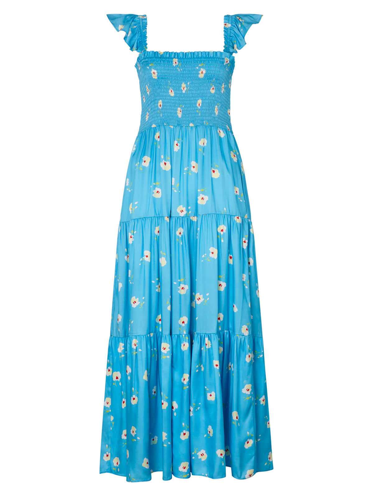Aisha Blue Pansy Print Maxi Dress