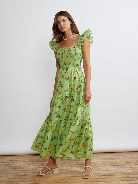 Aisha Green Citrus Maxi Dress KITRI Studio