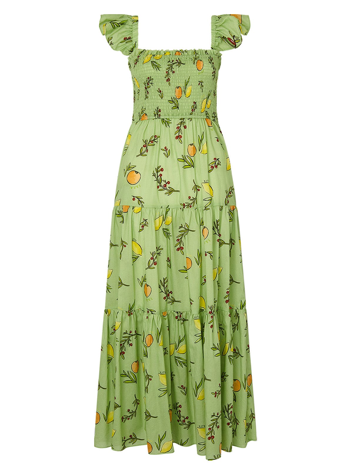 Aisha Green Citrus Maxi Dress by KITRI Studio