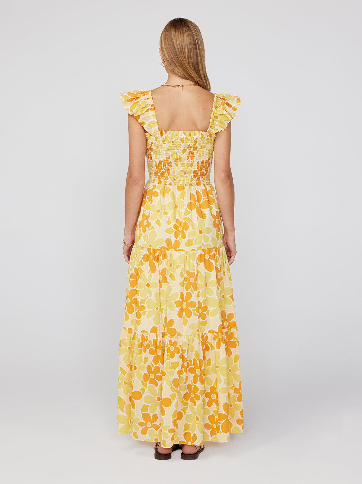 Aisha Yellow Floral Print Maxi Dress