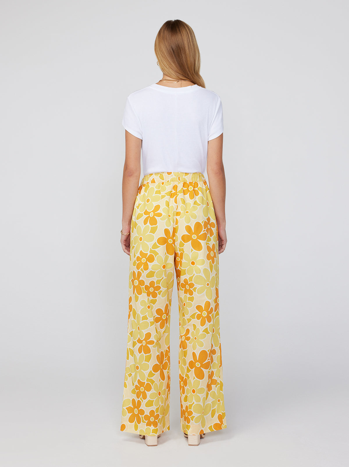 Alba Yellow Floral Print Drawstring Trousers