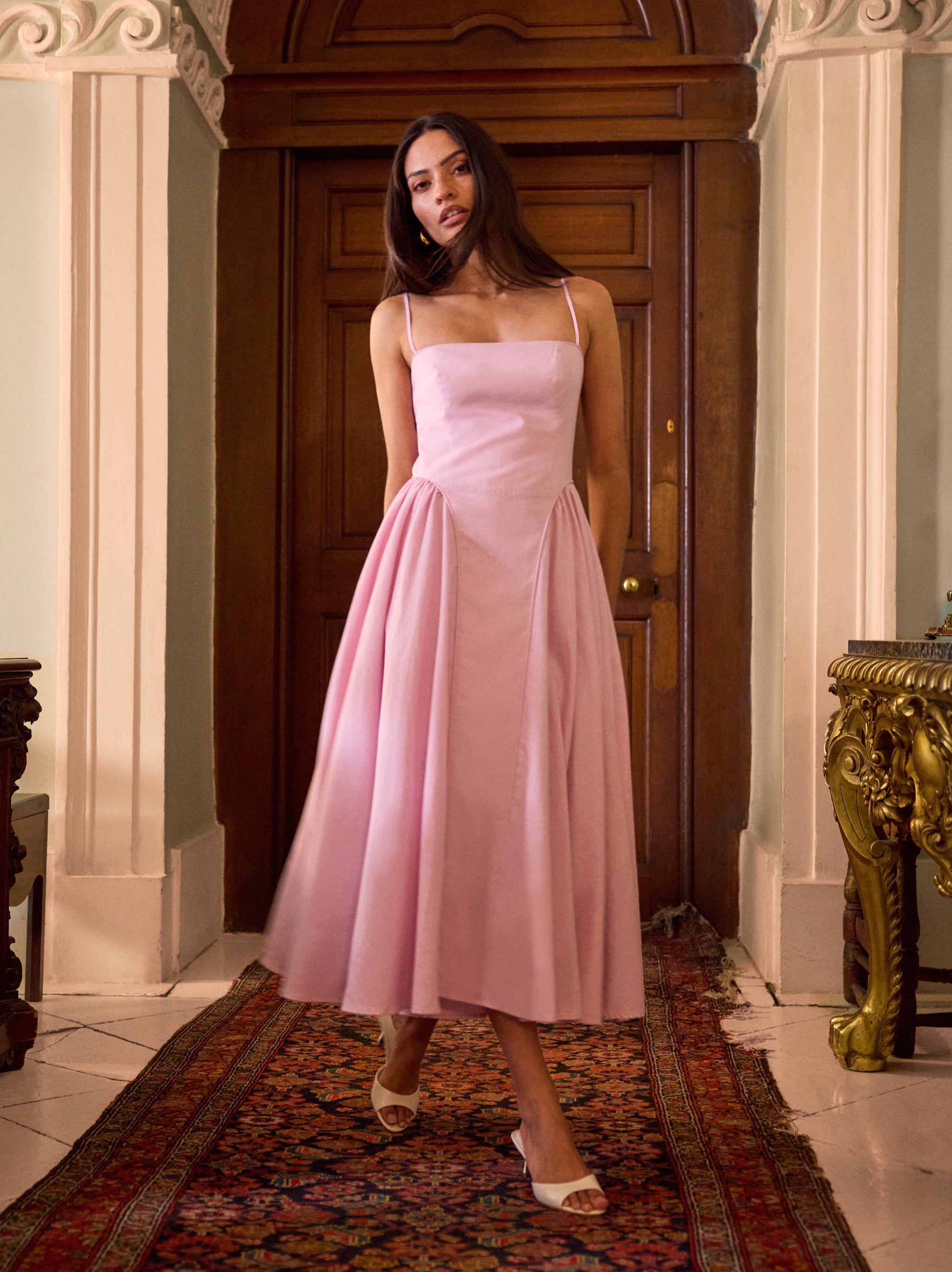 Alberta Pink Cotton Linen Dress | KITRI Studio Alberta Pink Cotton Linen Dress | KITRI Studio