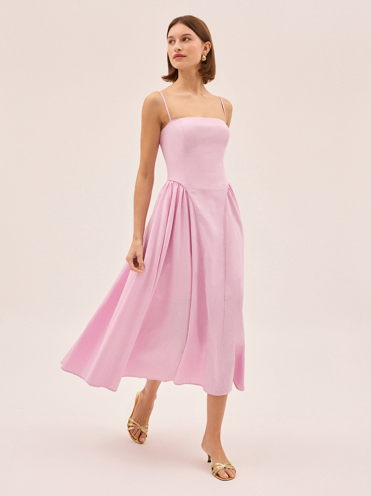 Alberta Pink Cotton Linen Dress By KITRI Studio