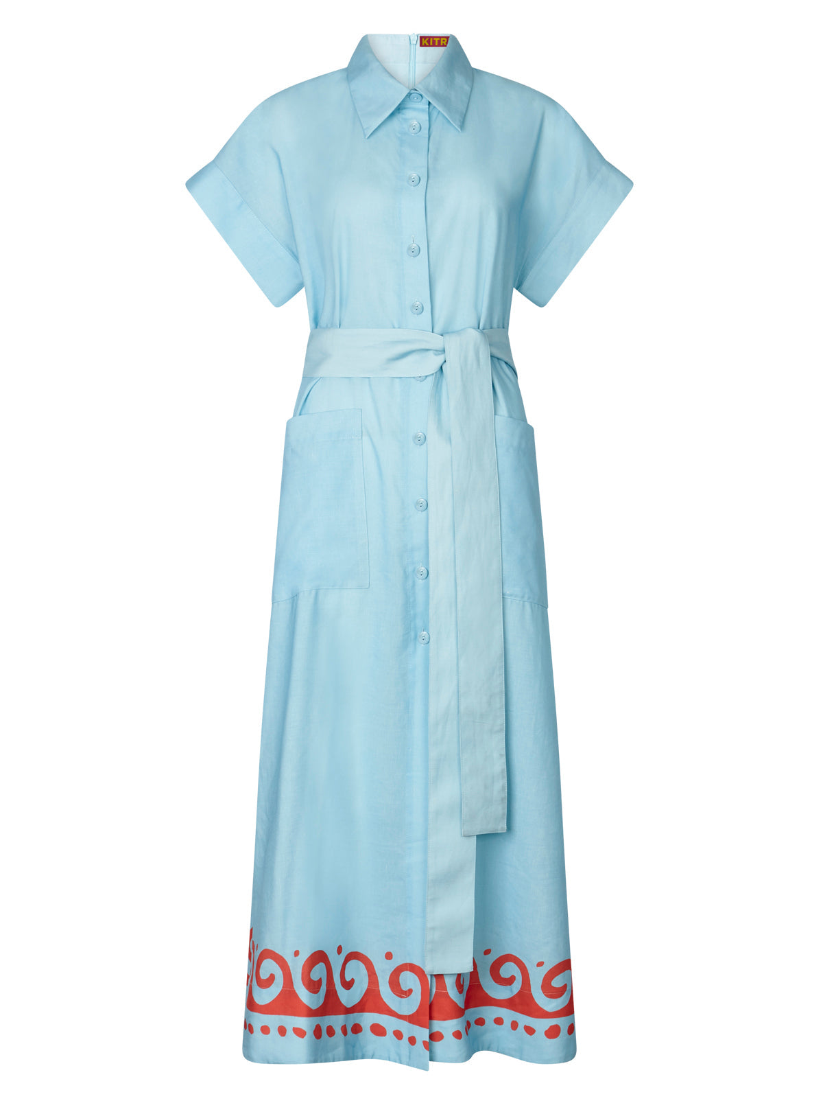 Alessandra Blue Wave Print Midi Shirt Dress | KITRI Studio Alessandra Blue Wave Print Midi Shirt Dress | KITRI Studio