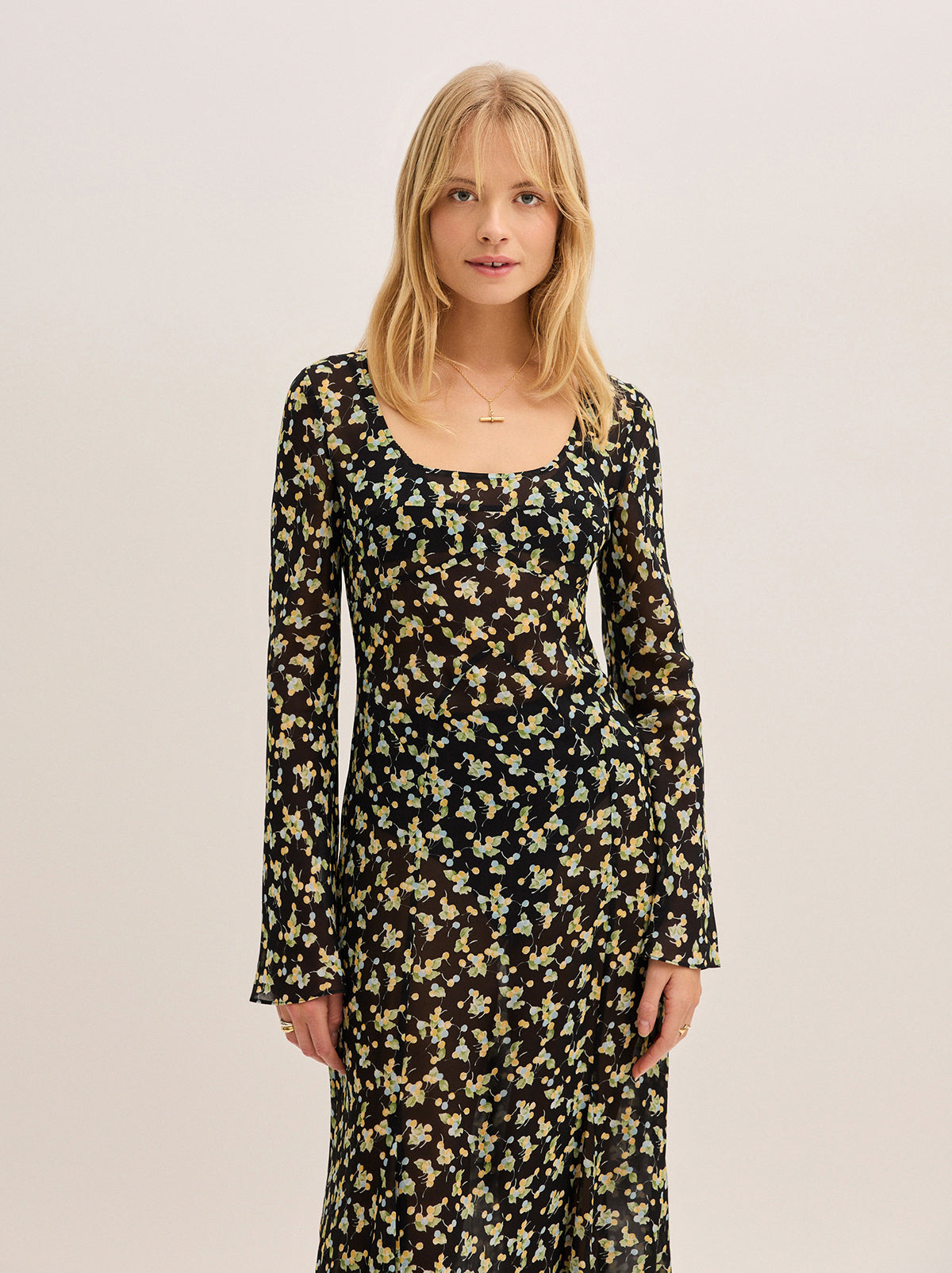 Alessia Black Cherry Print Maxi Dress By KITRI Studio