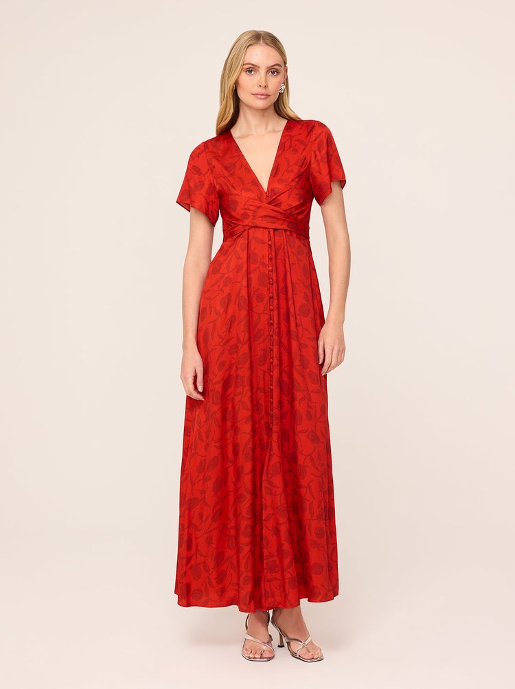 Alex Red Tulip Print Dress By KITRI Studio