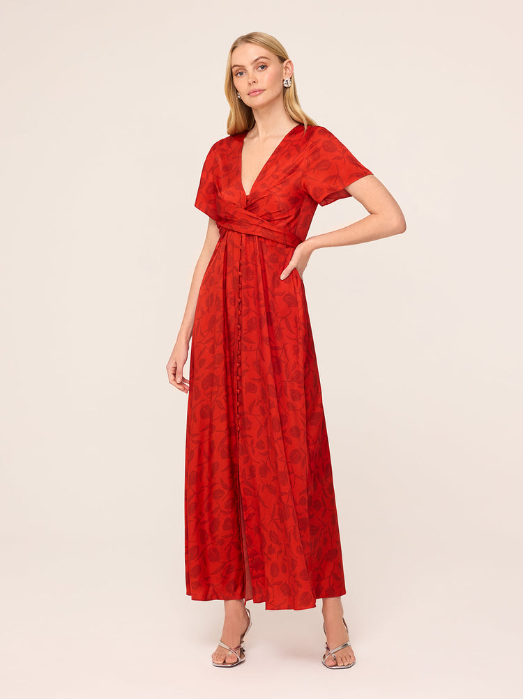 Alex Red Tulip Print Dress By KITRI Studio