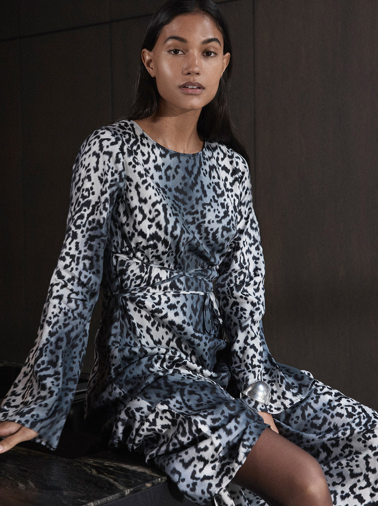 Alexa Snow Leopard Print Dress By KITRI Studio