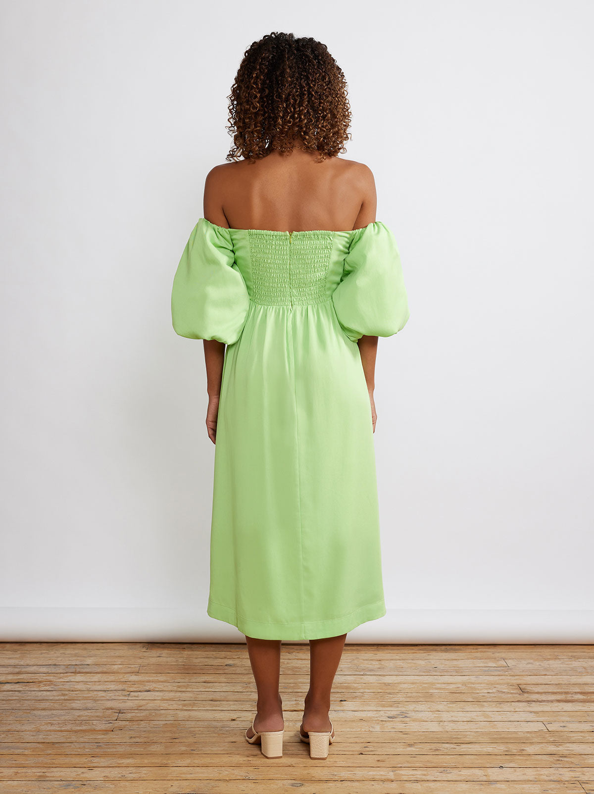 Alexis Green Bardot Midi Dress By KITRI Studio