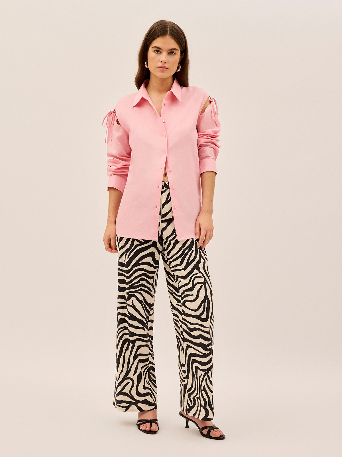 Alix Pink Cotton Tie Shoulder Oversized Shirt By KITRI Studio