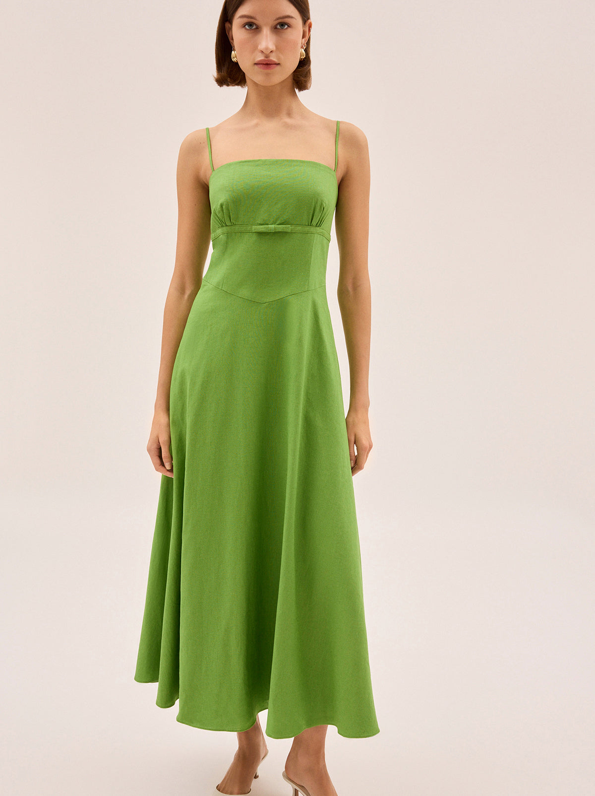 Ally Meadow Green Cotton Linen Dress By KITRI Studio