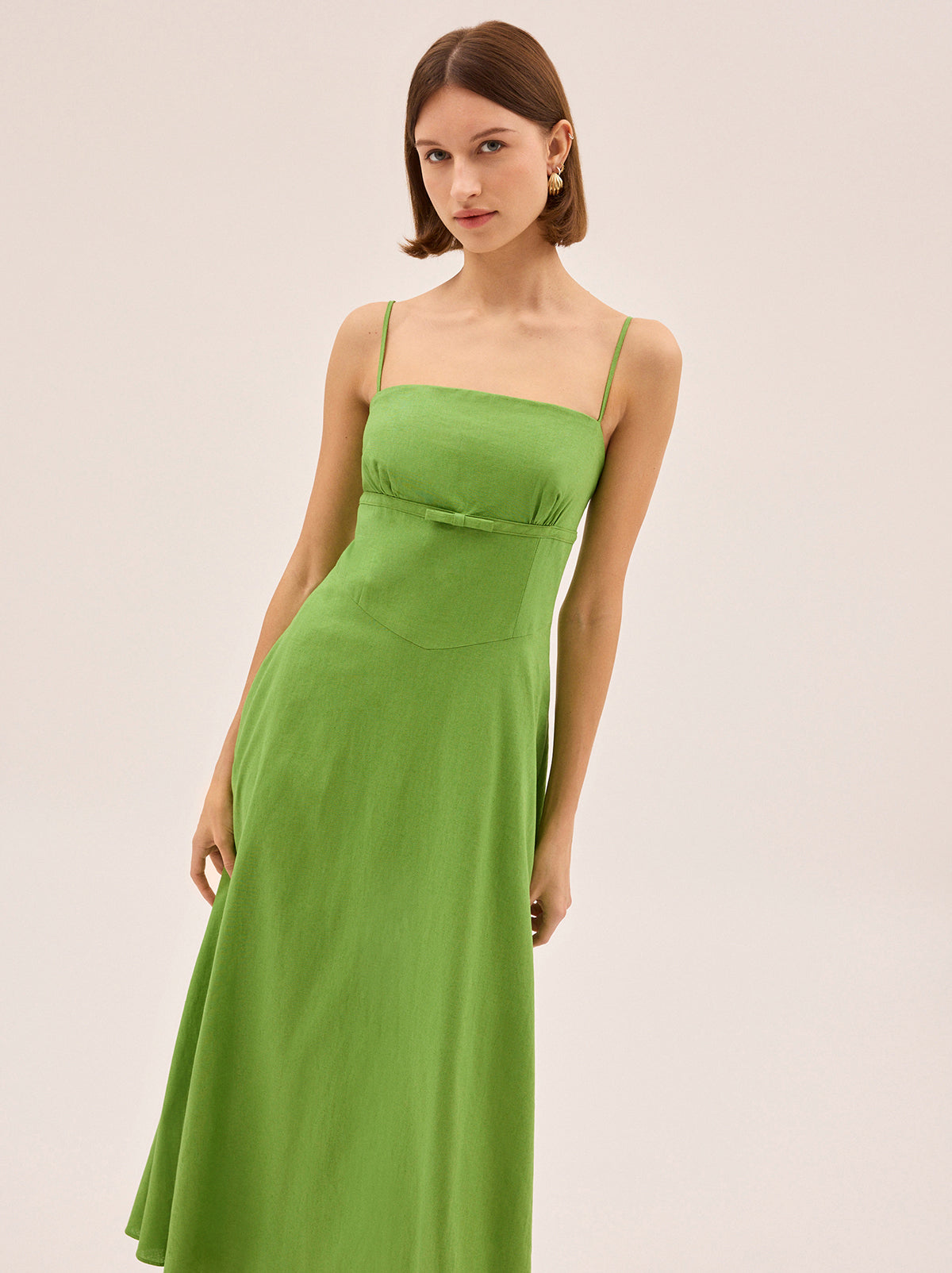 Ally Meadow Green Cotton Linen Dress By KITRI Studio