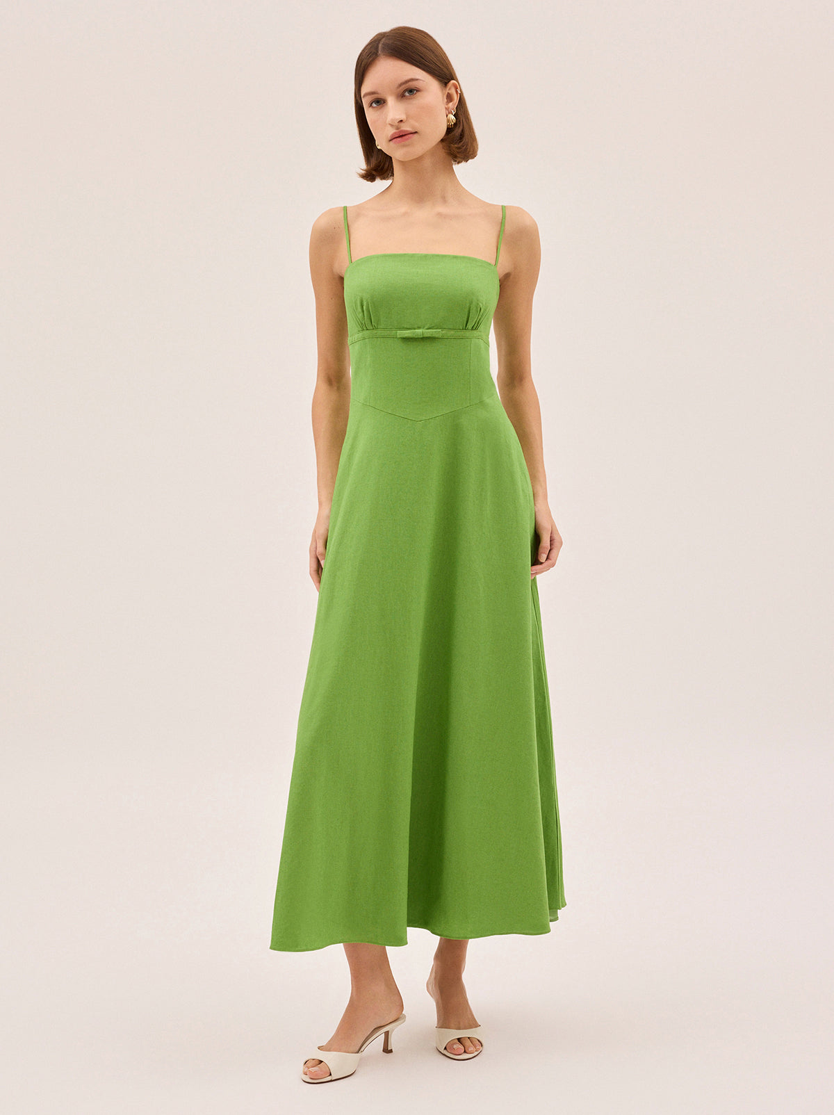 Ally Meadow Green Cotton Linen Dress By KITRI Studio