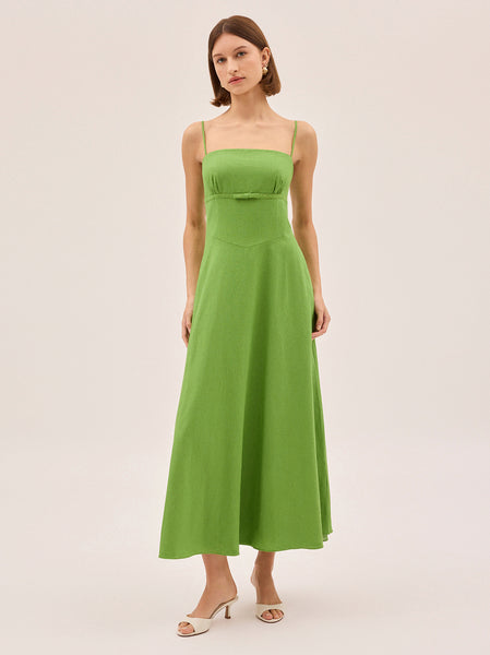 Ally Meadow Green Cotton Linen Dress | KITRI Studio Ally Meadow Green Cotton Linen Dress | KITRI Studio