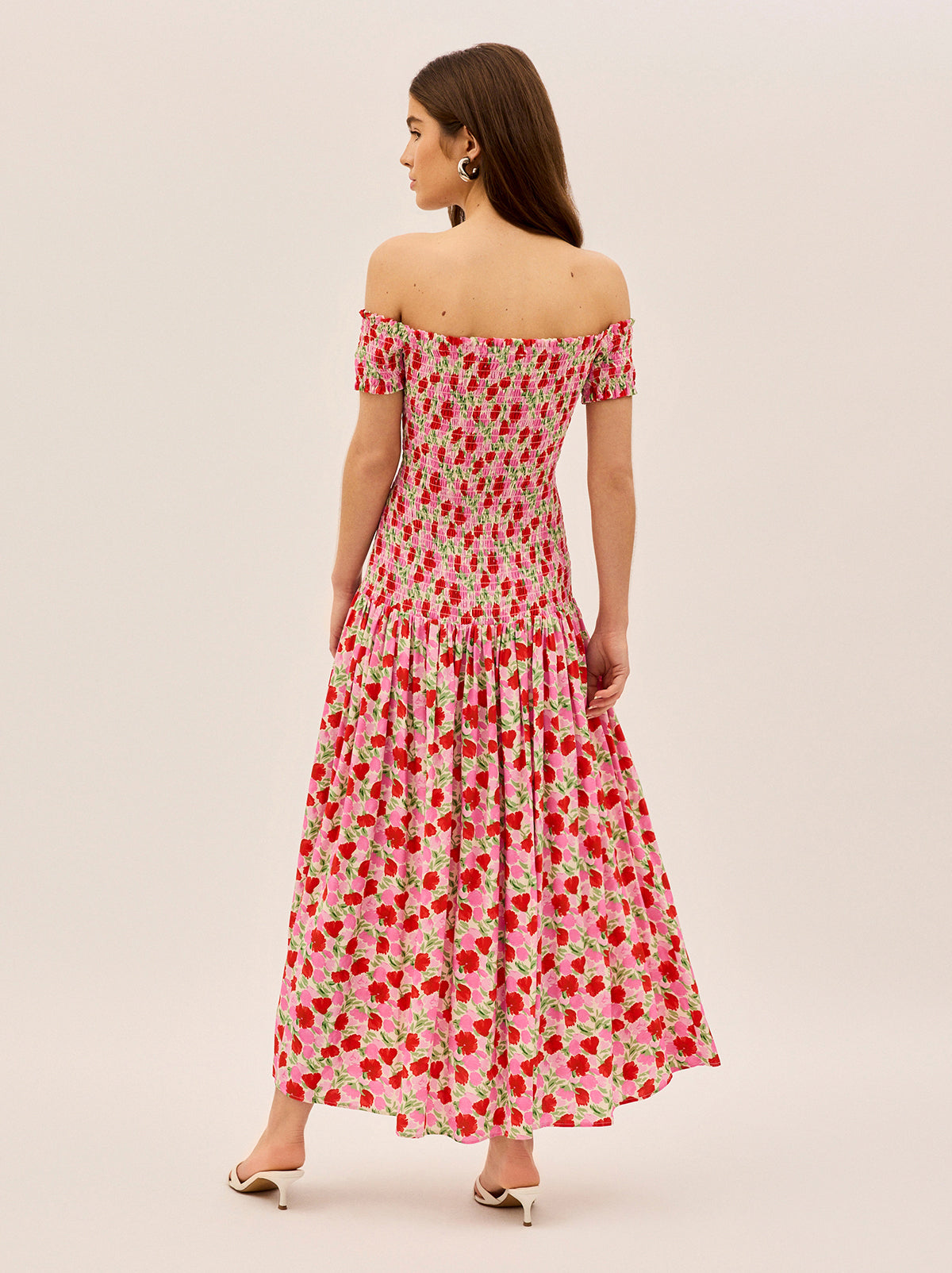 Alma Pink Floral Shirred Maxi Dress By KITRI Studio