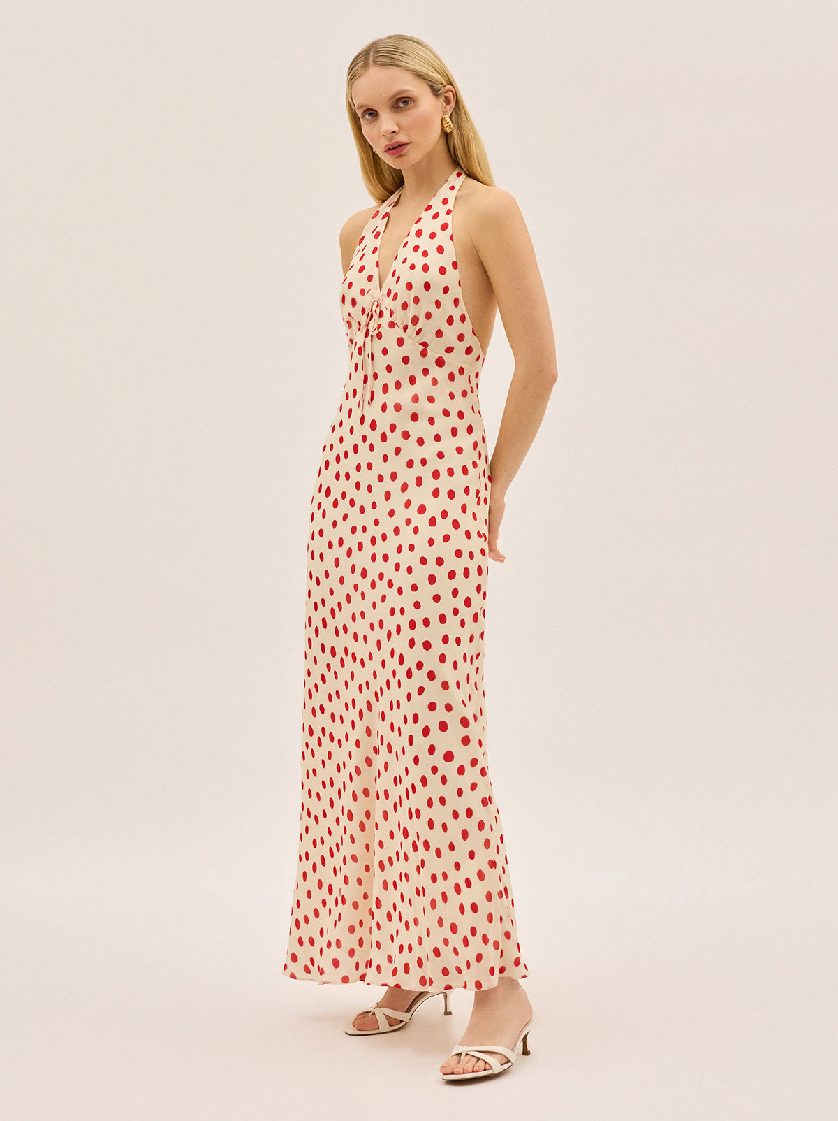 Amalia Red Polka Dot Halterneck Dress By KITRI Studio