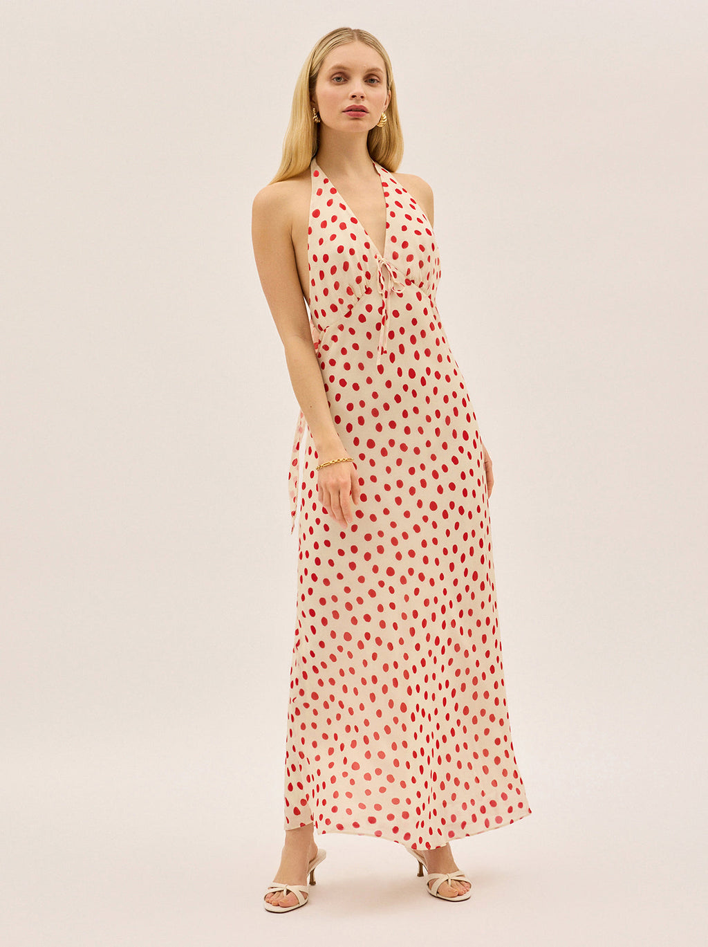 Amalia Red Polka Dot Halterneck Dress | KITRI Studio Amalia Red Polka Dot Halterneck Dress | KITRI Studio