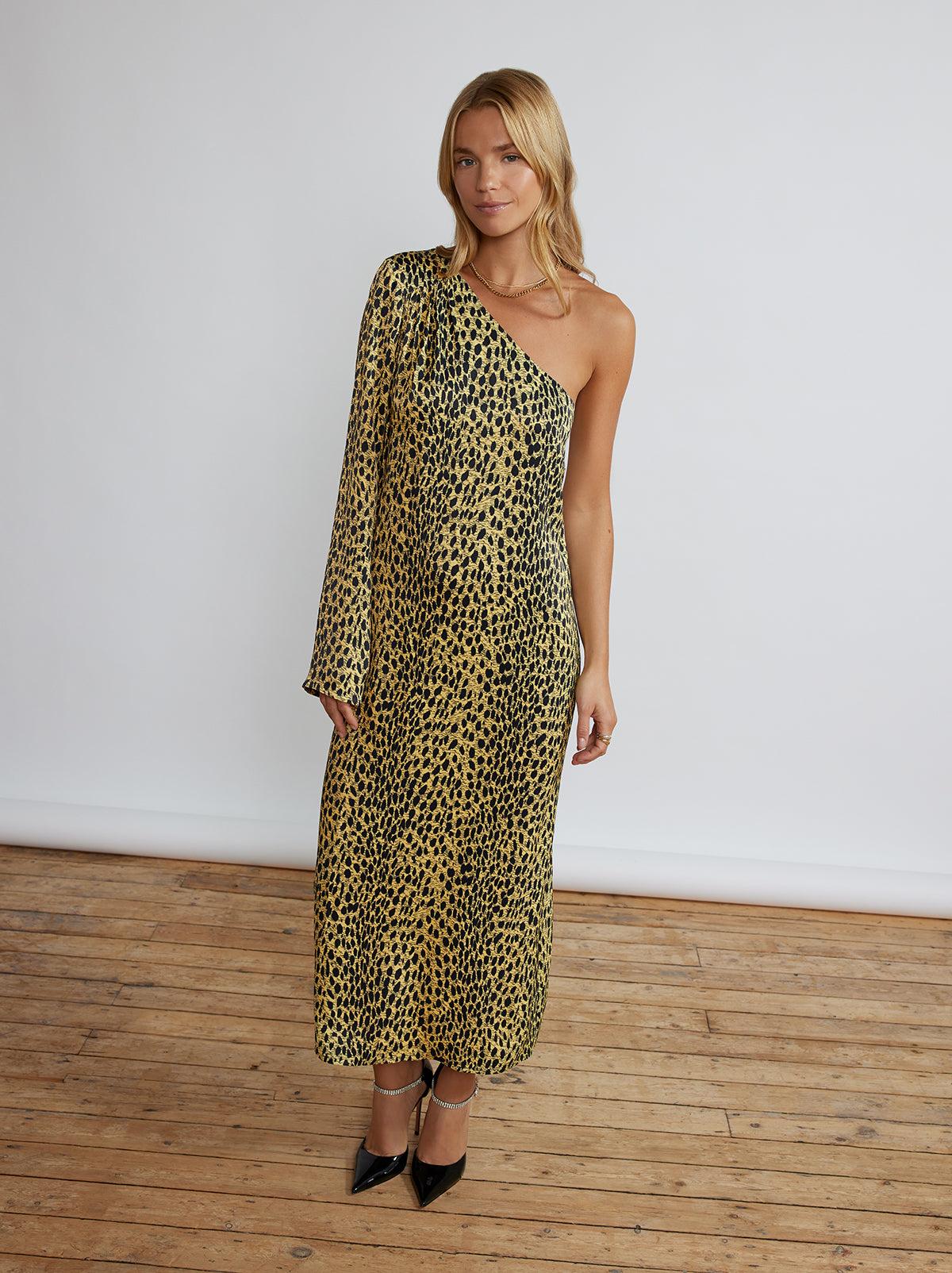 Amber Cheetah Print One Shoulder Dress By KITRI Studio