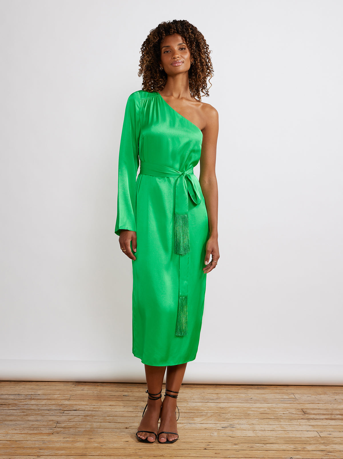 Amber Green One Shoulder Dress by KITRI Studio