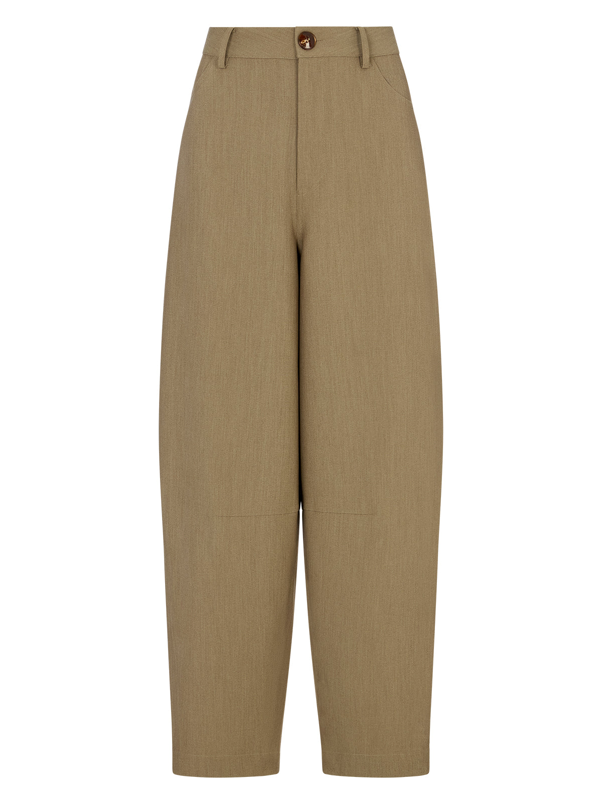 Andie Taupe Barrel Leg Tailored Trousers By KITRI Studio