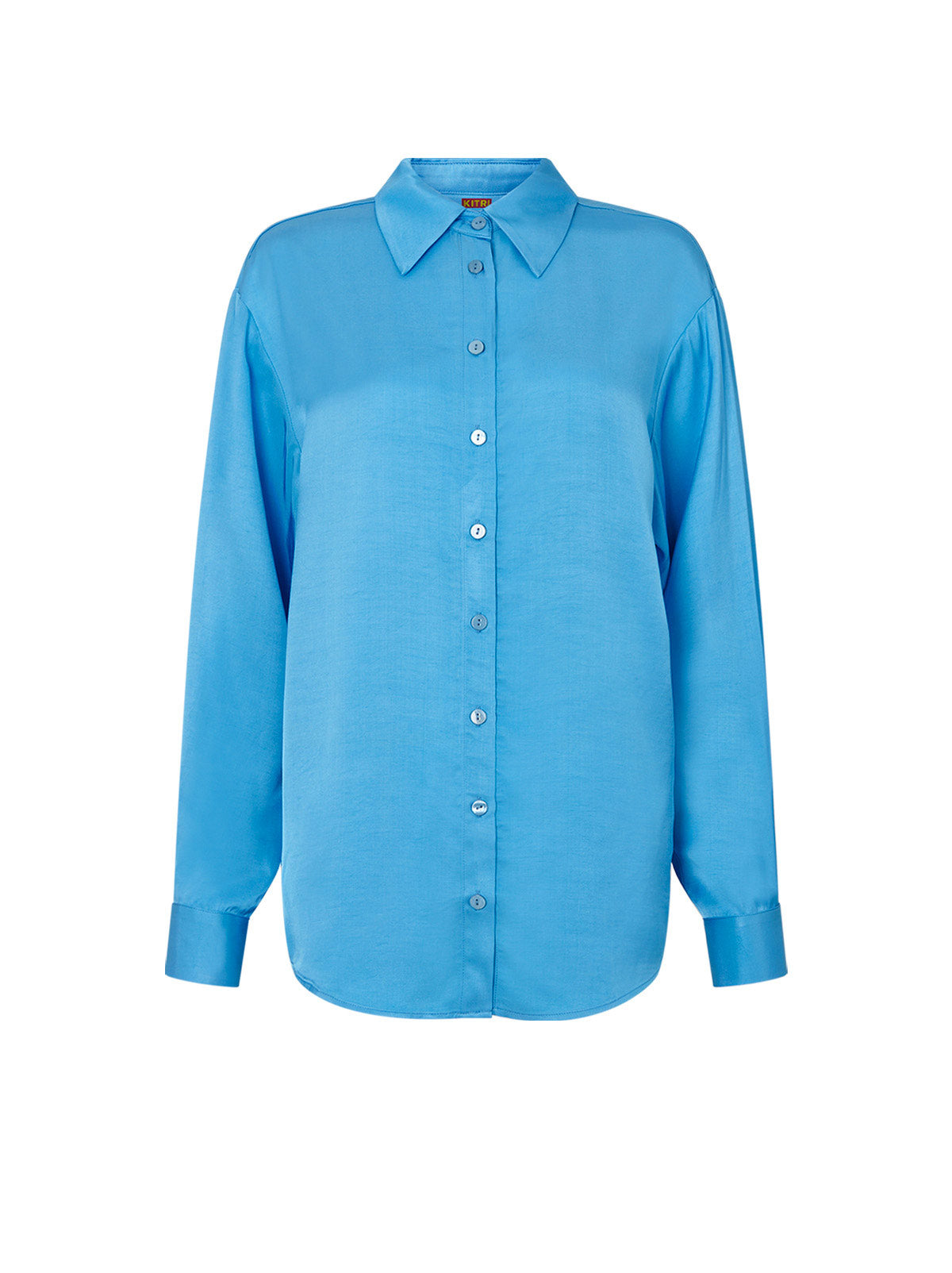 Angela Blue Satin Shirt by KITRI Studio