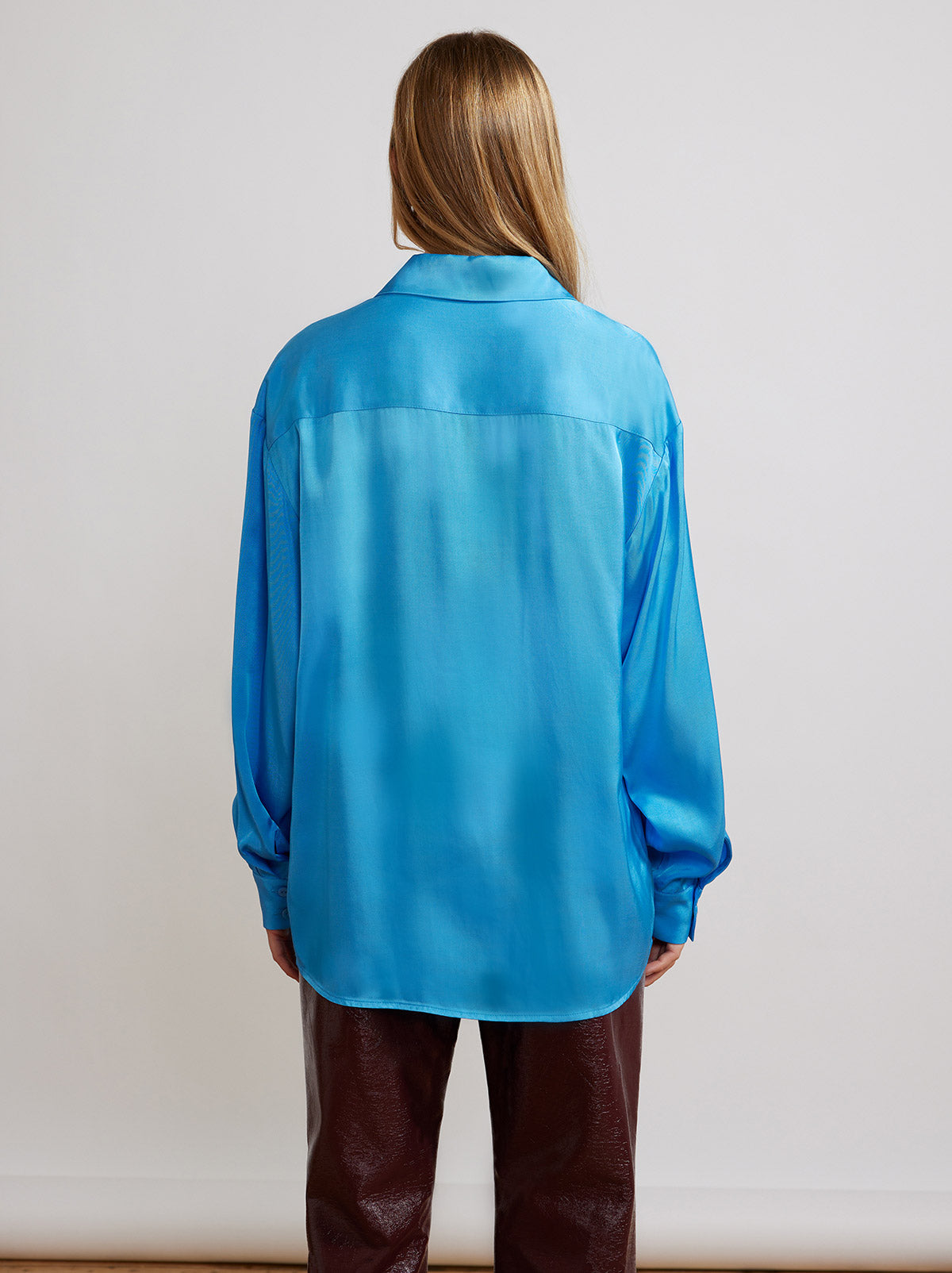 Angela Blue Satin Shirt By KITRI Studio