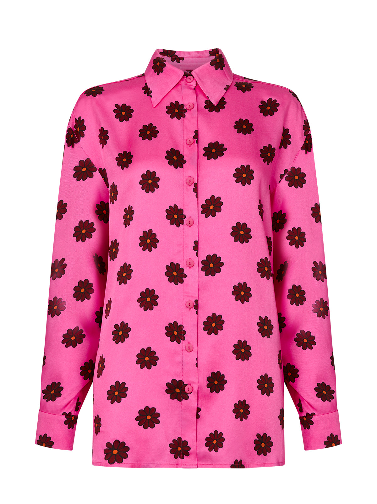 Angela Pink Retro Floral Shirt by KITRI Studio