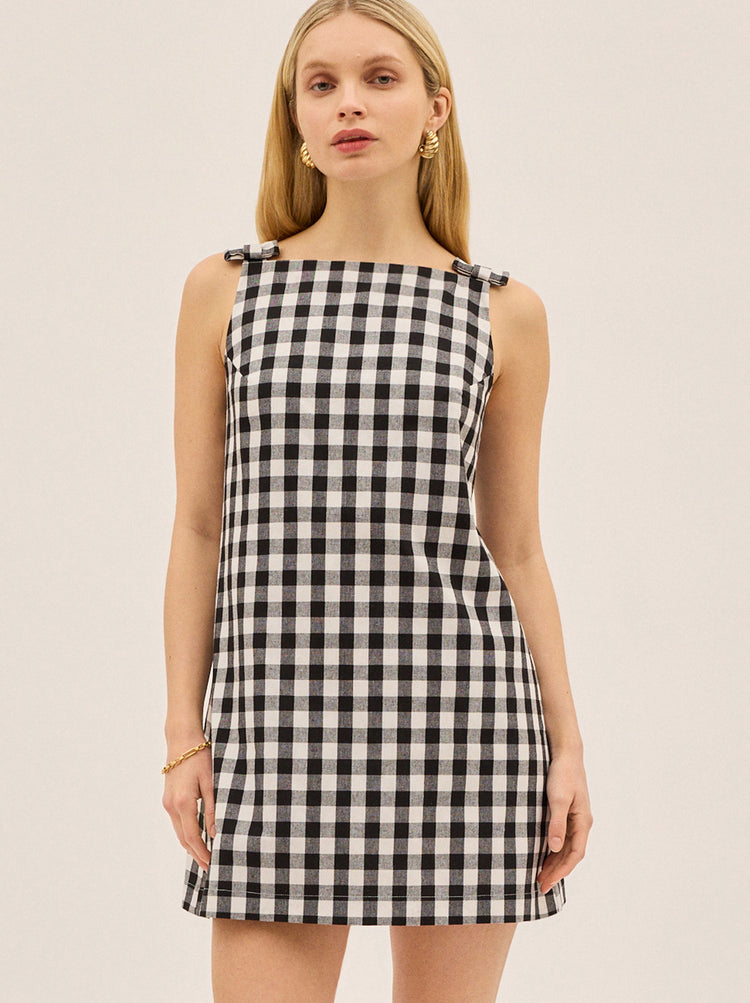 Angelica Gingham Linen Blend Mini Dress | KITRI Studio Angelica Gingham Linen Blend Mini Dress | KITRI Studio