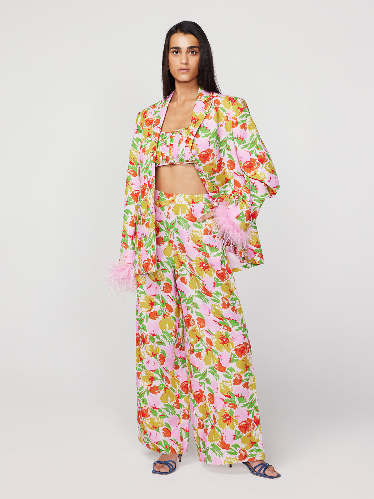 Crinkle Floral Wide Leg Beach Trouser | Karen Millen