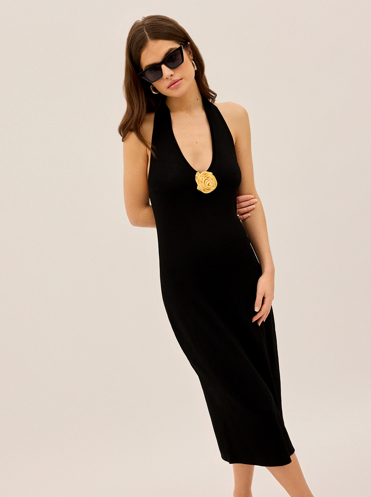Anissa Black Knit Halter Dress By KITRI Studio
