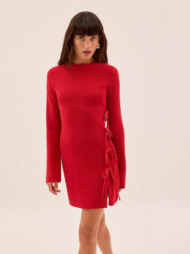 Anouk Red Knit Mini Dress By KITRI Studio